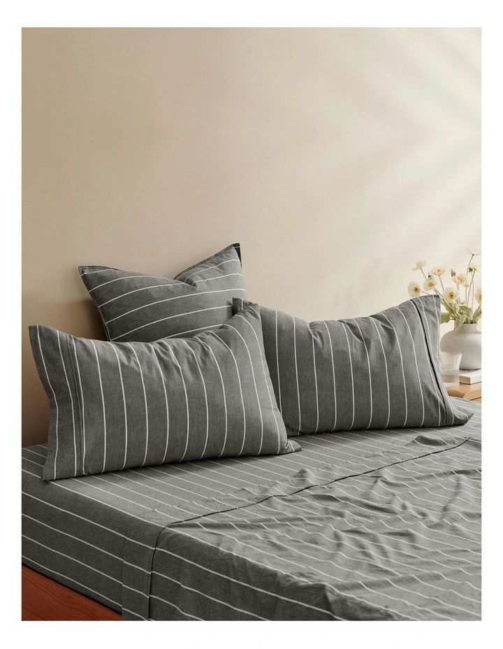 Rumi Washed Cotton Standard Pillowcase Twin Pack in Graphite image 4