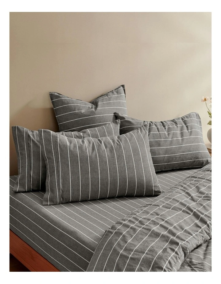 Rumi Washed Cotton Standard Pillowcase Twin Pack in Graphite image 5