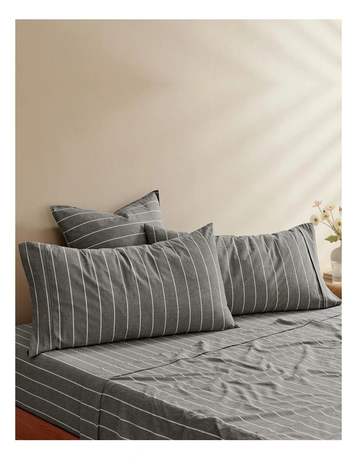 Rumi Washed Cotton King Pillowcase Twin Pack in Graphite image 1