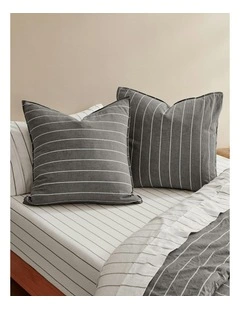 Rumi Washed Cotton Reversible European Pillowcase Pack Of 2 in Graphite/White Stripe