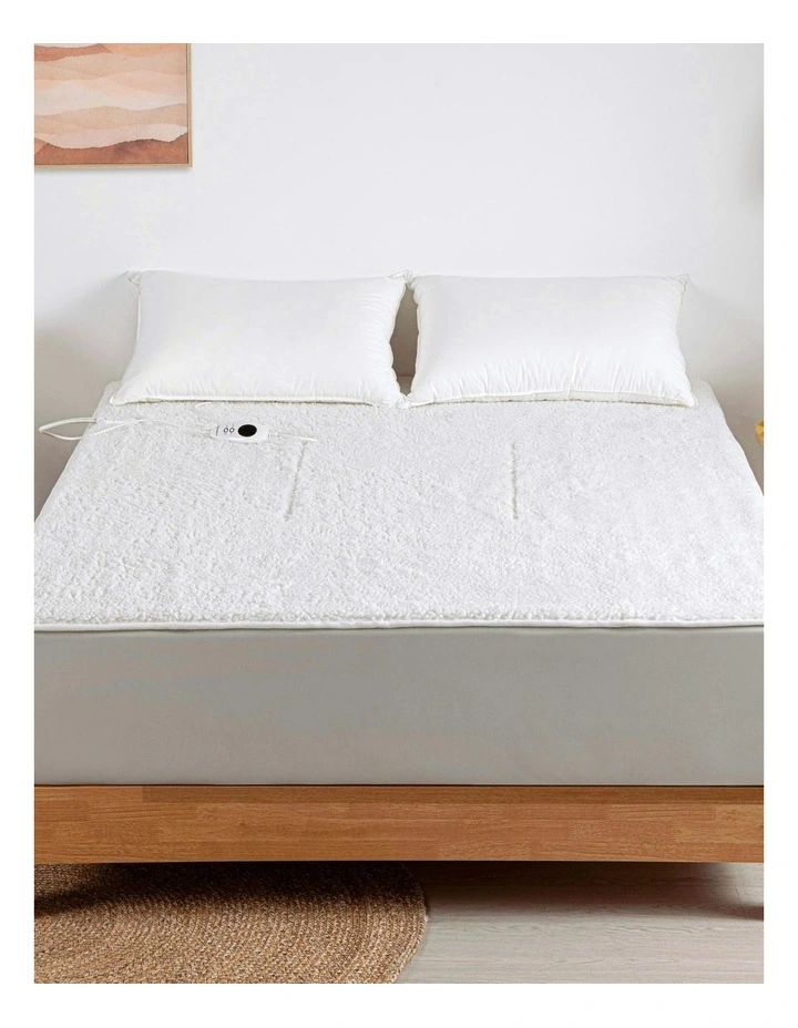 350 Gsm Fleece Top Electric Blanket in White image 1