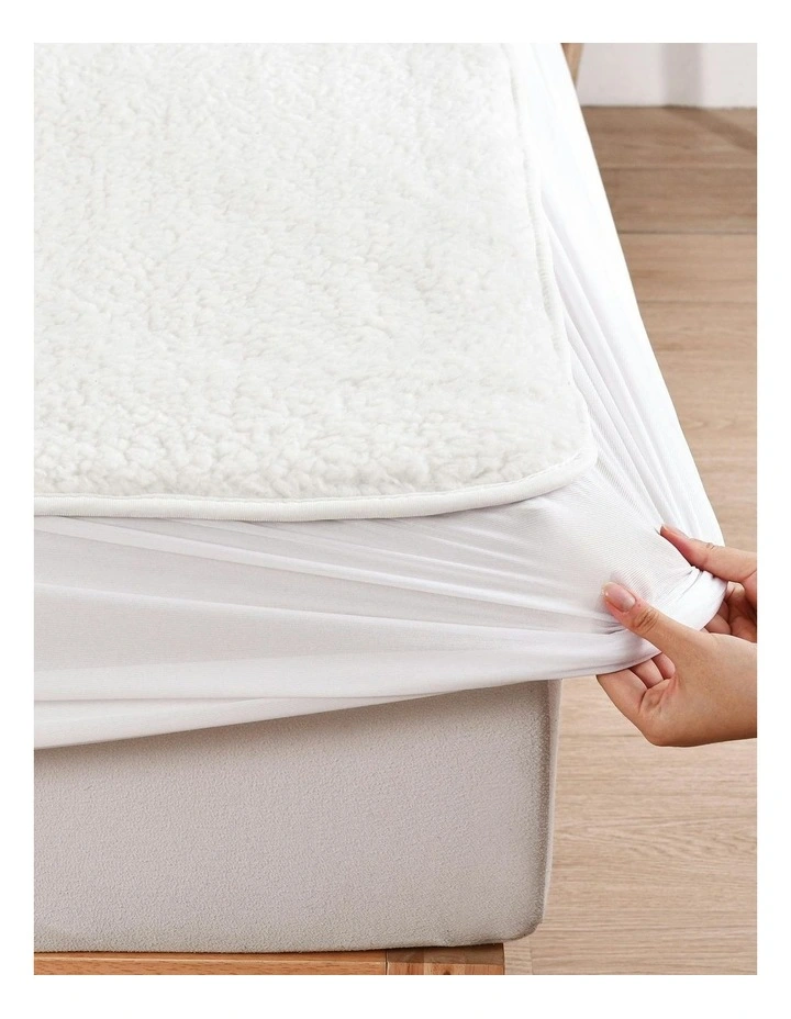 350 Gsm Fleece Top Electric Blanket in White image 4