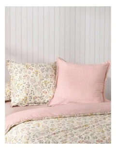 Cottage Flowers 100% Cotton Reversible Tailored European Pillowcase Twin Pack in Pink