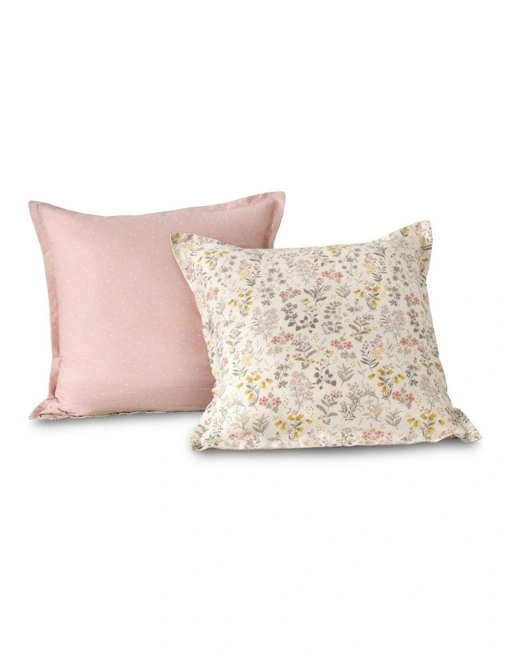 Cottage Flowers 100% Cotton Reversible Tailored European Pillowcase Twin Pack in Pink image 2