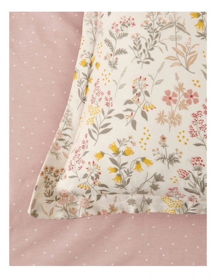 Cottage Flowers 100% Cotton Reversible Tailored European Pillowcase Twin Pack in Pink image 3
