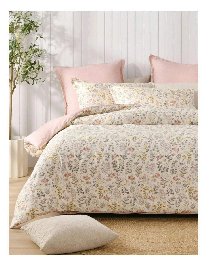 Cottage Flowers 100% Cotton Reversible Tailored European Pillowcase Twin Pack in Pink image 4