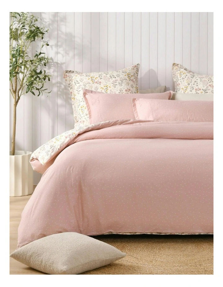 Cottage Flowers 100% Cotton Reversible Tailored European Pillowcase Twin Pack in Pink image 5