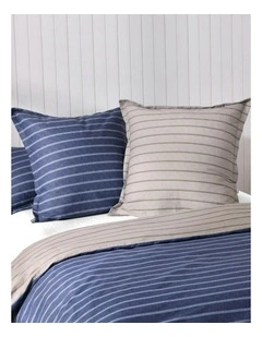 Amalfi Stripe 100% Cotton Reversible Tailored European Pillowcase Twin Pack in Blue