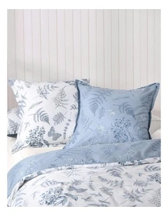 Daphne 100% Cotton Reversible Tailored European Pillowcase Twin Pack in Blue