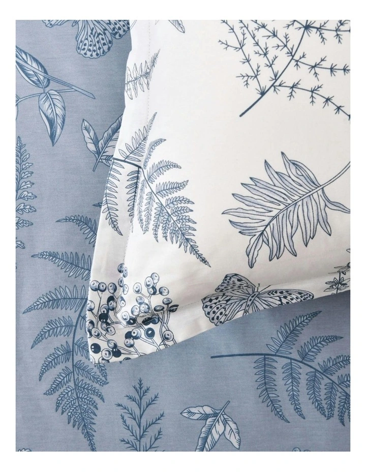 Daphne 100% Cotton Reversible Tailored European Pillowcase Twin Pack in Blue image 3