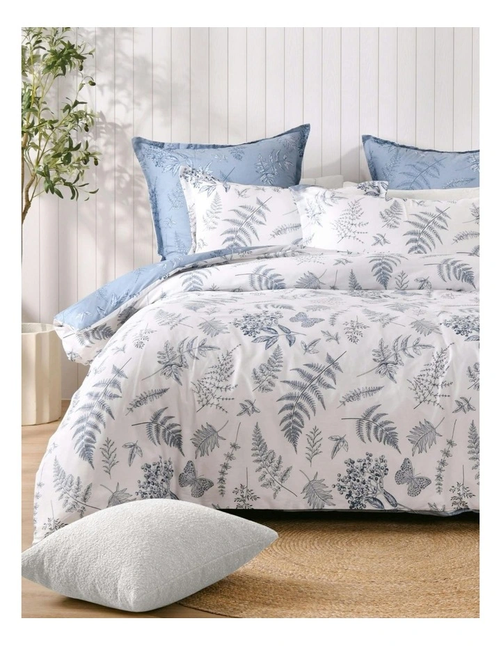 Daphne 100% Cotton Reversible Tailored European Pillowcase Twin Pack in Blue image 4