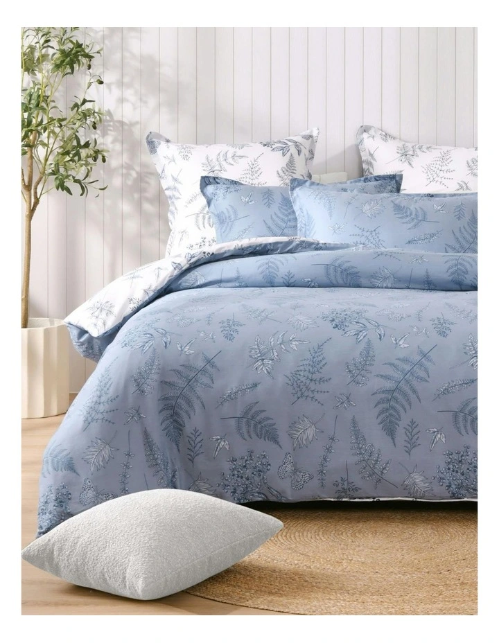 Daphne 100% Cotton Reversible Tailored European Pillowcase Twin Pack in Blue image 5