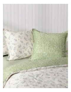 Adelle 100% Cotton Reversible Tailored European Pillowcase Twin Pack in Green