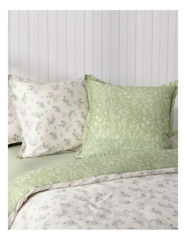 Adelle 100% Cotton Reversible Tailored European Pillowcase Twin Pack in Green image 1