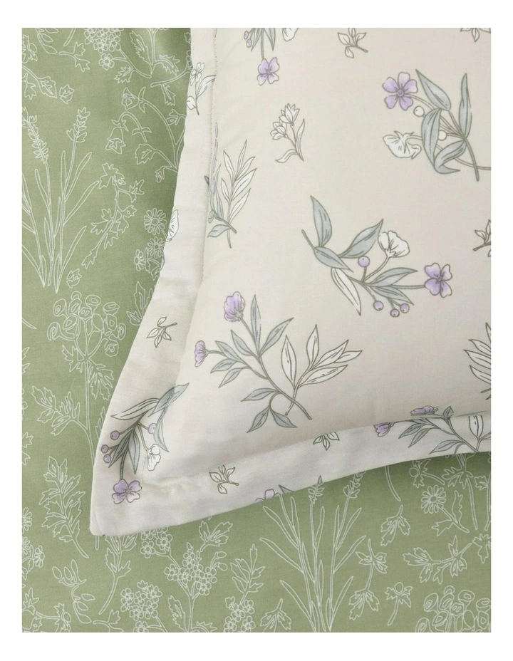 Adelle 100% Cotton Reversible Tailored European Pillowcase Twin Pack in Green image 3