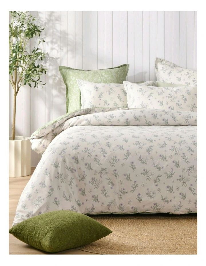 Adelle 100% Cotton Reversible Tailored European Pillowcase Twin Pack in Green image 5