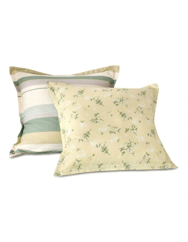 Otto 100% Cotton Reversible Tailored European Pillowcase Twin Pack in Green image 2
