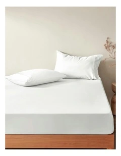 400TC Bamboo Cotton Sateen Fitted Sheet Set in White