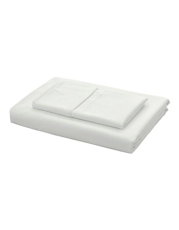 400TC Bamboo Cotton Sateen Fitted Sheet Set in White image 4
