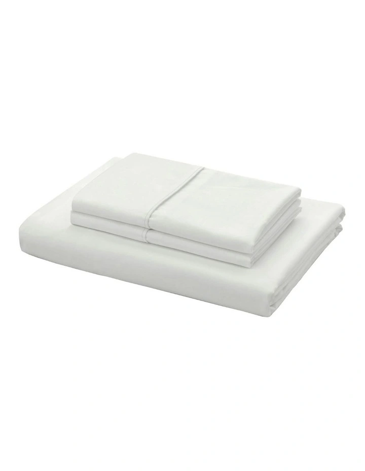 400TC Bamboo Cotton Sateen Fitted Sheet Set in White image 5
