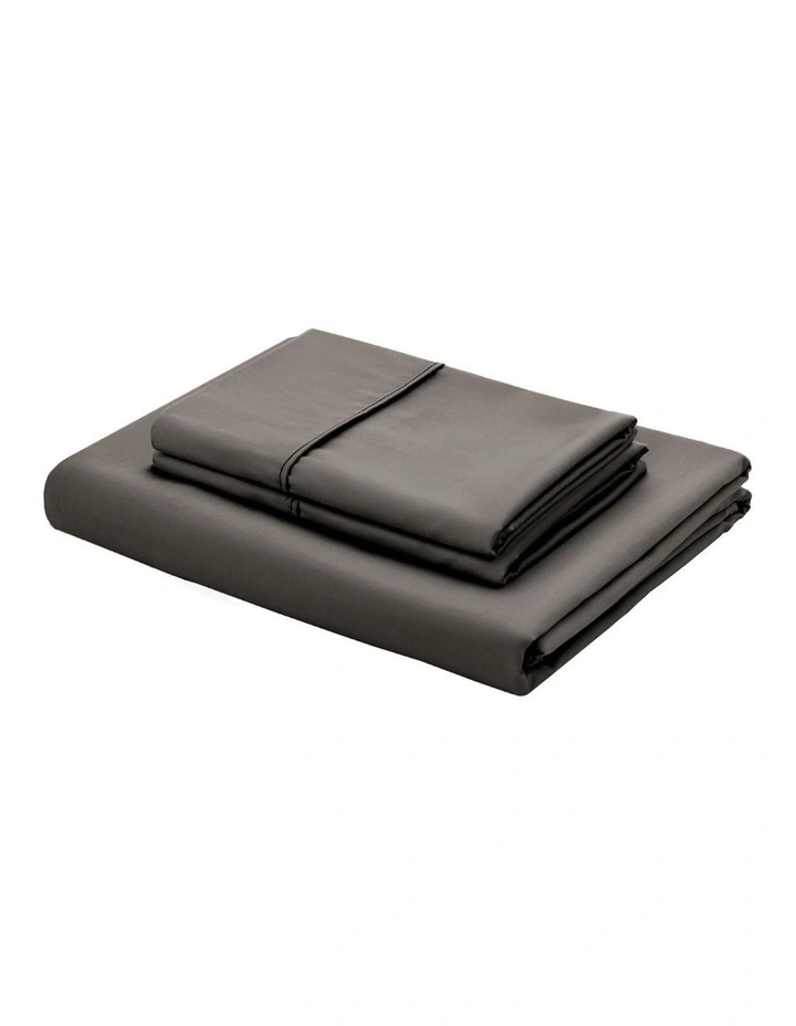 400TC Bamboo Cotton Sateen Fitted Sheet Set in Charcoal image 5