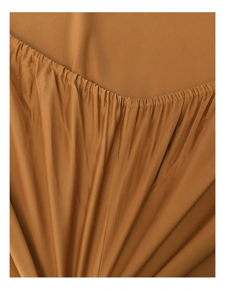 400TC Bamboo Cotton Sateen Fitted Sheet Set in Rust image 3