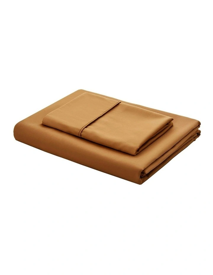 400TC Bamboo Cotton Sateen Fitted Sheet Set in Rust image 4