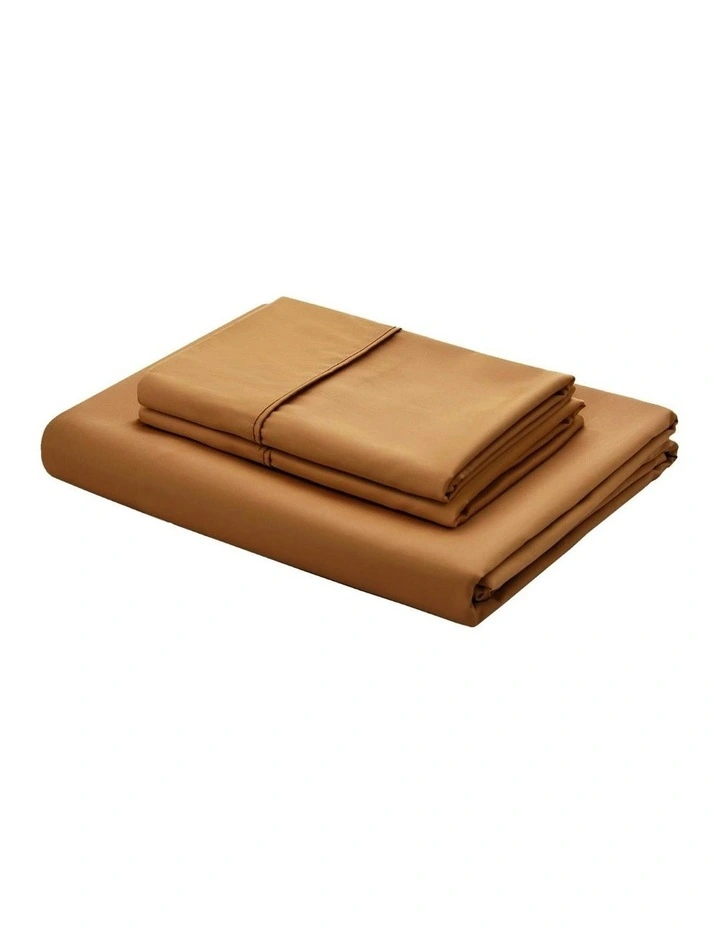 400TC Bamboo Cotton Sateen Fitted Sheet Set in Rust image 5