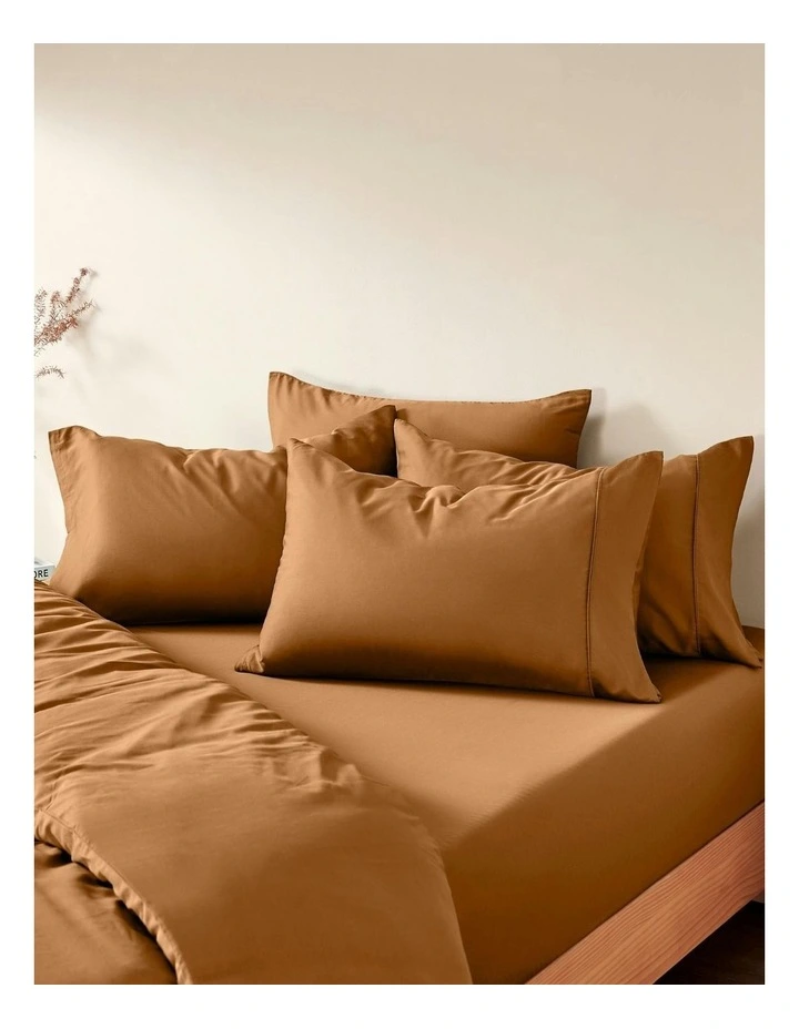 400TC Bamboo Cotton Sateen Fitted Sheet Set in Rust image 6