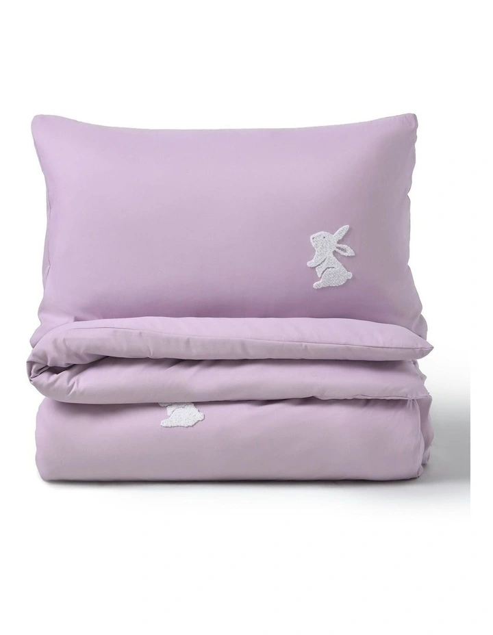 Nibbles The Bunny Embroidered Quilt Cover Set in Lilac image 3