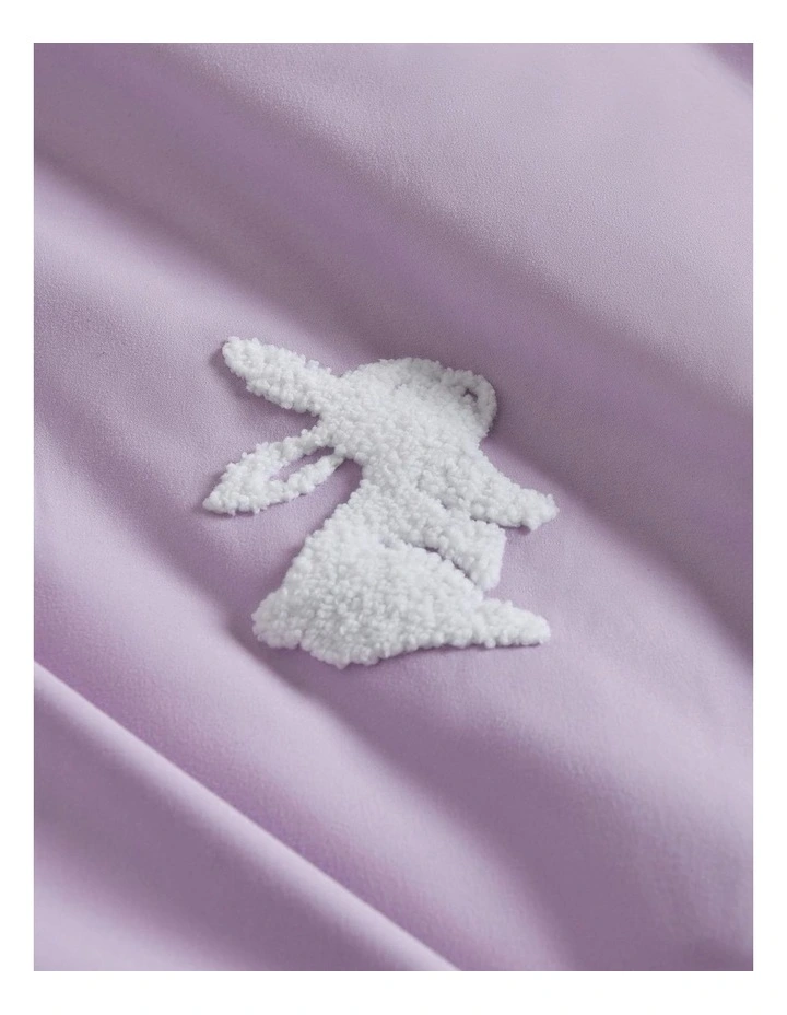 Nibbles The Bunny Embroidered Quilt Cover Set in Lilac image 4