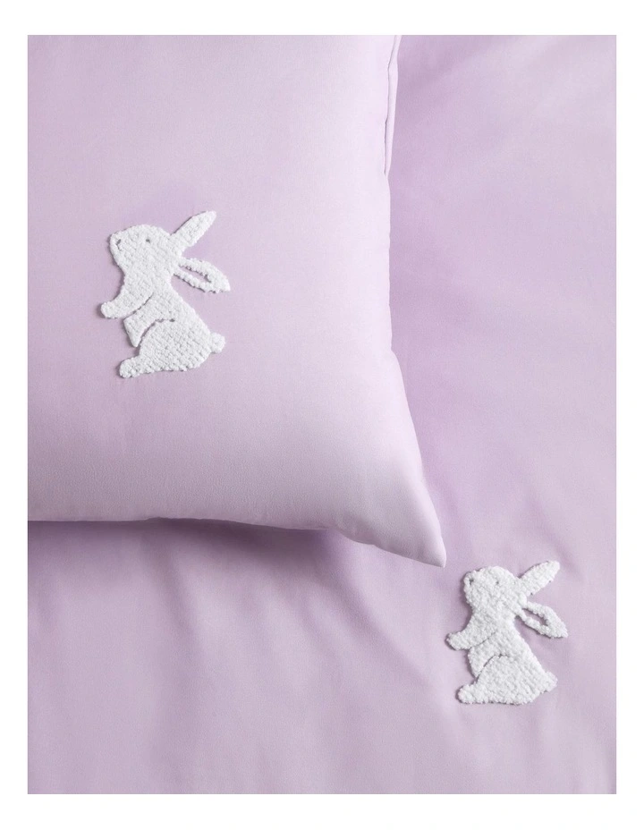 Nibbles The Bunny Embroidered Quilt Cover Set in Lilac image 5