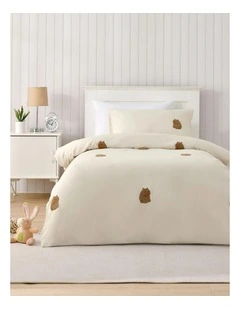 Tofu The Capybara Embroidered Quilt Cover Set in Natural