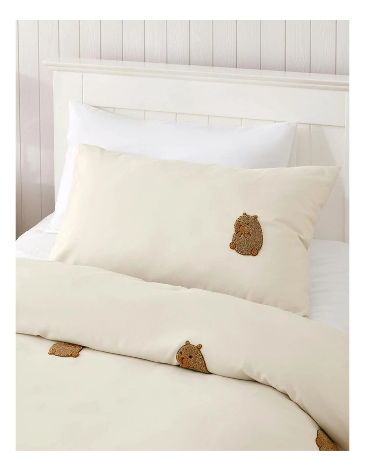Tofu The Capybara Embroidered Quilt Cover Set in Natural image 2