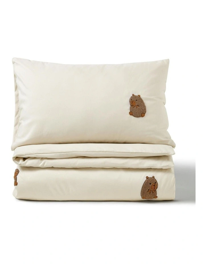 Tofu The Capybara Embroidered Quilt Cover Set in Natural image 3