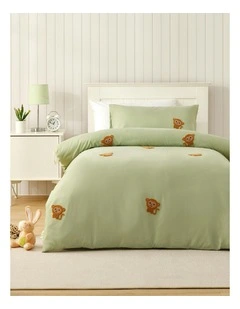 Bongo The Monkey Embroidered Quilt Cover Set in Green
