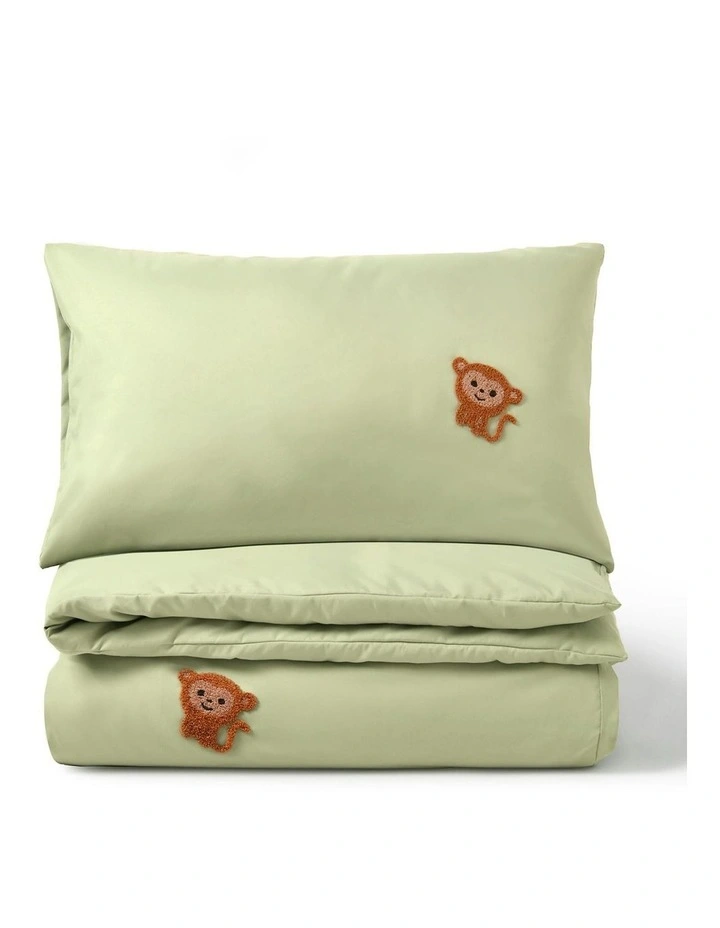 Bongo The Monkey Embroidered Quilt Cover Set in Green image 3