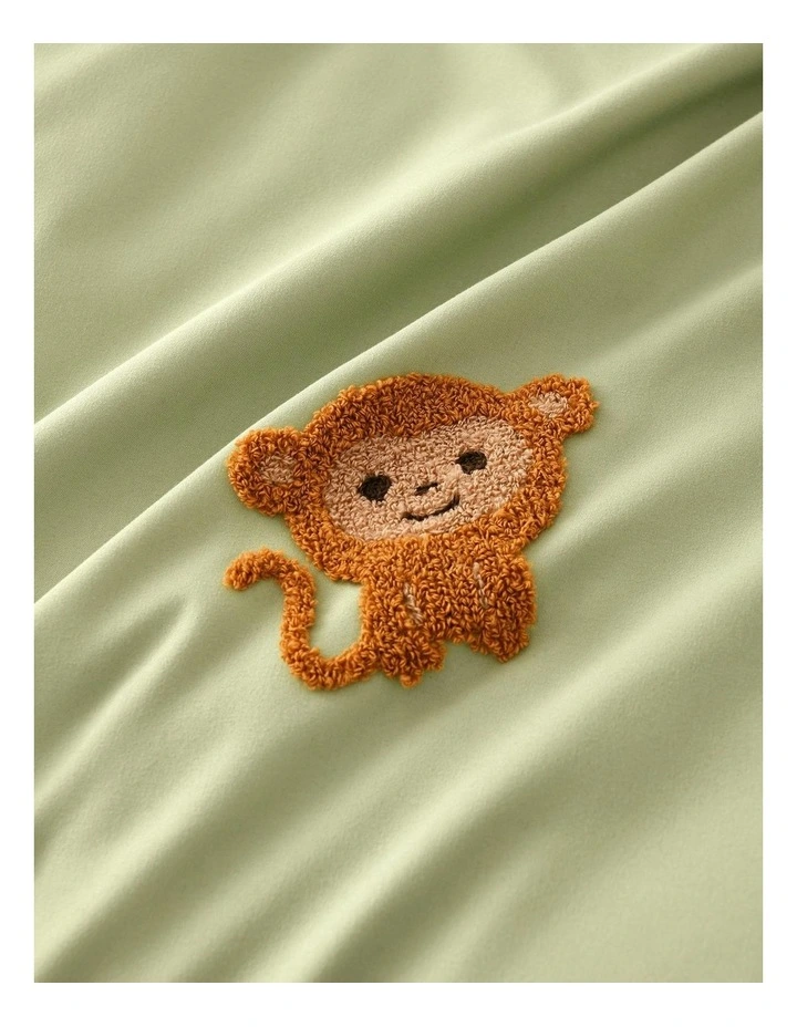 Bongo The Monkey Embroidered Quilt Cover Set in Green image 4
