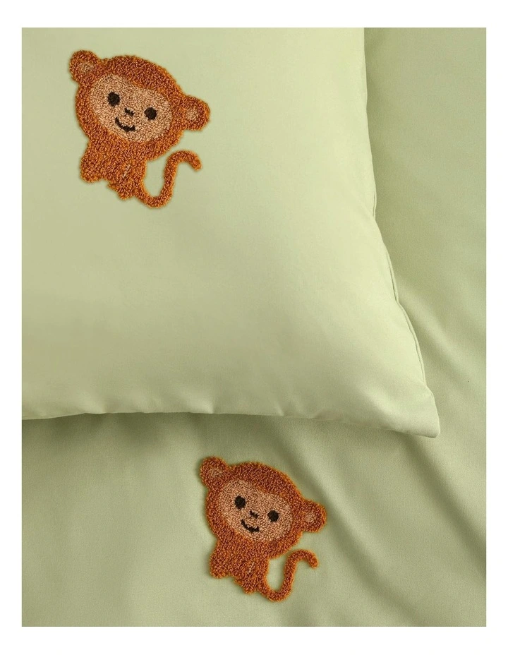 Bongo The Monkey Embroidered Quilt Cover Set in Green image 5