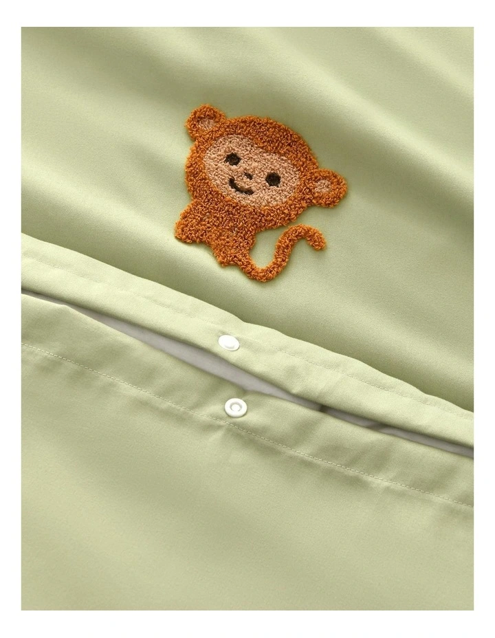 Bongo The Monkey Embroidered Quilt Cover Set in Green image 6