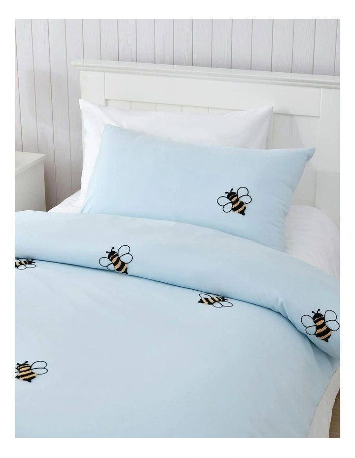 The Bee Embroidered Quilt Cover Set in Sky image 2