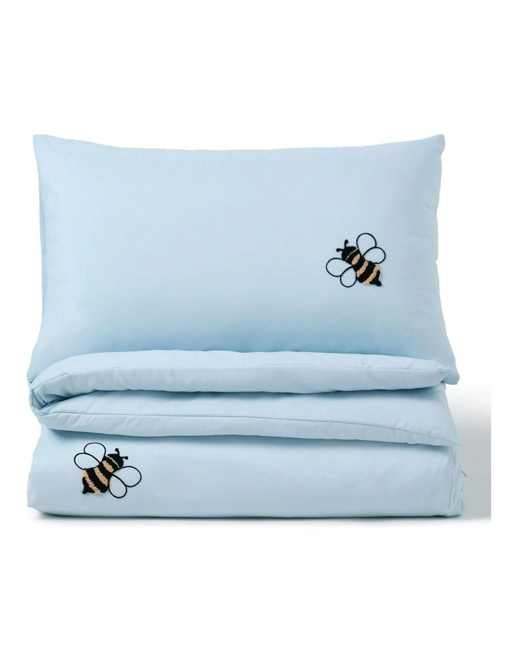 The Bee Embroidered Quilt Cover Set in Sky image 3