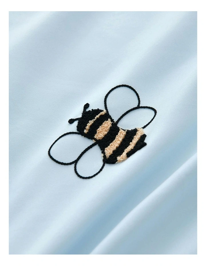 The Bee Embroidered Quilt Cover Set in Sky image 4