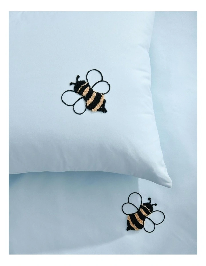 The Bee Embroidered Quilt Cover Set in Sky image 5