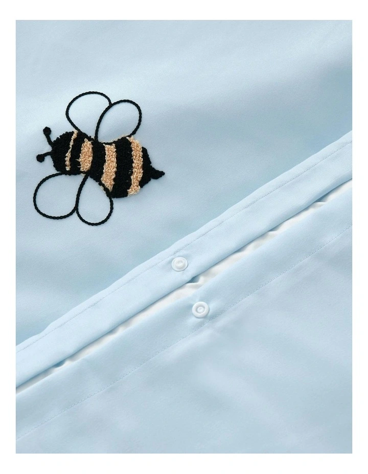 The Bee Embroidered Quilt Cover Set in Sky image 6