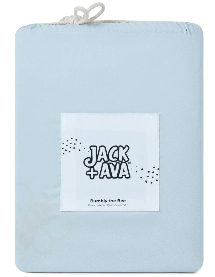 The Bee Embroidered Quilt Cover Set in Sky image 7