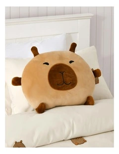 Plush Velour Cushion in Tofu The Capybara