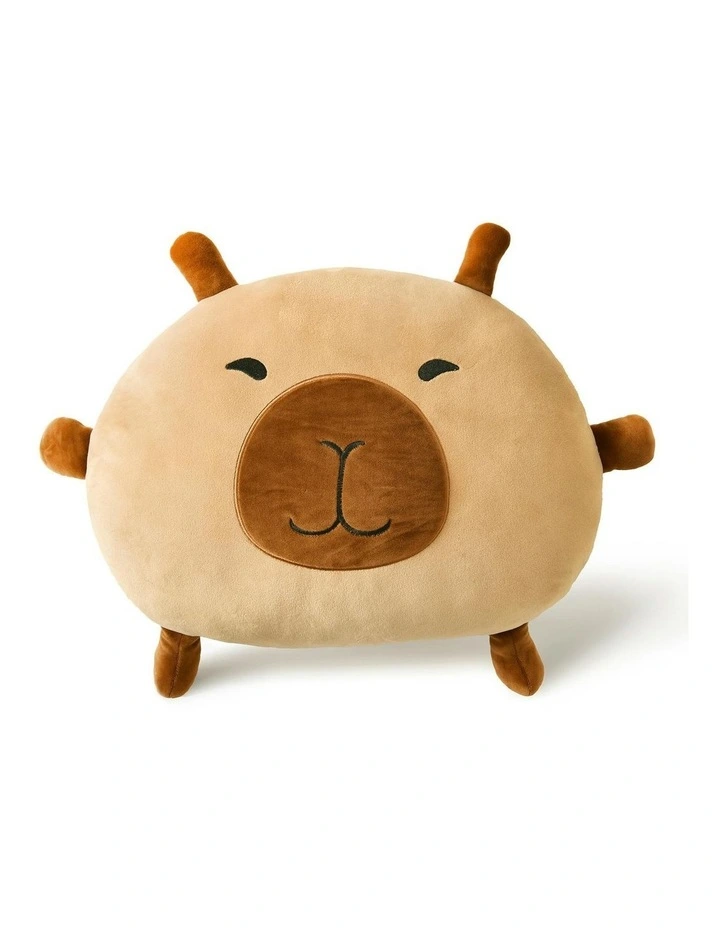 Plush Velour Cushion in Tofu The Capybara image 2