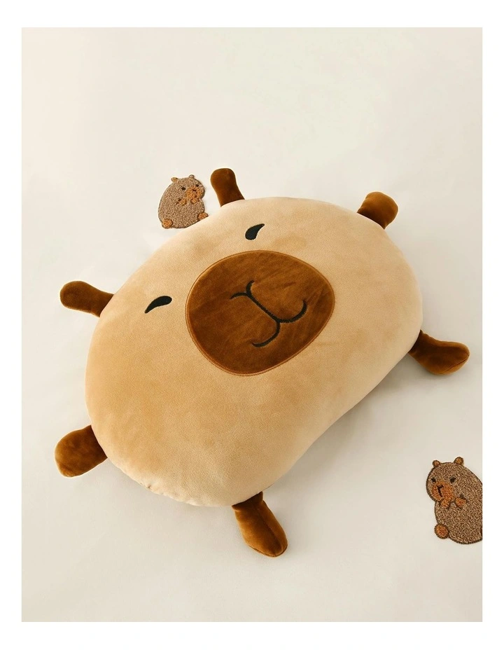 Plush Velour Cushion in Tofu The Capybara image 3