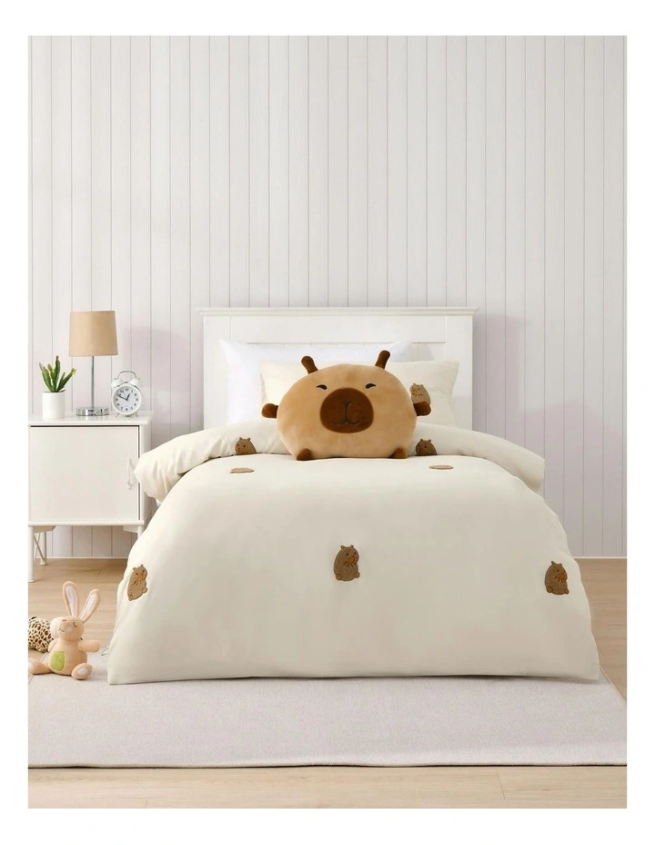 Plush Velour Cushion in Tofu The Capybara image 5